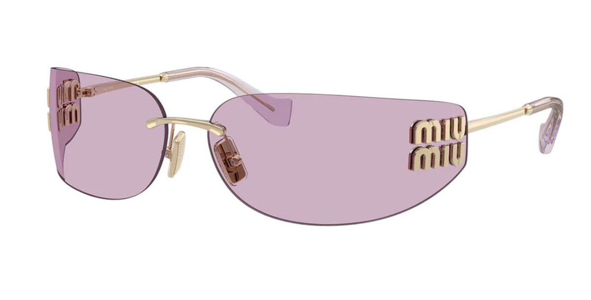 Miu Miu MU A51S ZVN90O Unisex Rectangle Sunglasses in Gold with