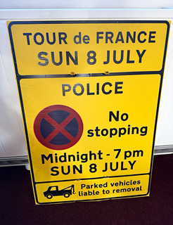 Tour de France Road Closed Race Route Traffic Control Sign Sun 8 July