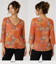Daisy Fuentes XL Floral Sheer Beaded Chiffon ...