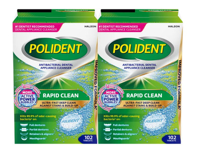Polident Rapid Clean Dental Appliance Cleanser Tablets, 102 ct, 2-pk (204 total)