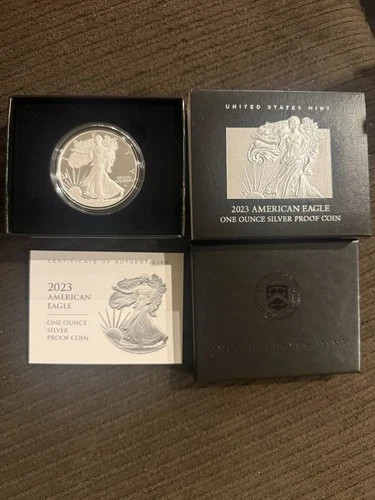 2023 W American Eagle One Ounce Silver Proof Dollar Coin US Mint W/ Box COA