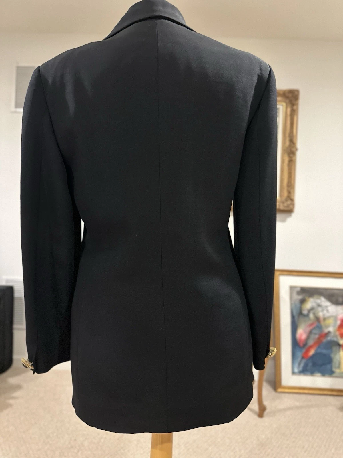 VERSACE AUTENTICO BLAZER DONNA VINTAGE GENNY LANA SETA NERO taglia 8