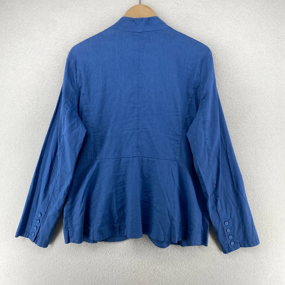 Blazer EILEEN FISHER L Blazer Lino Orgánico Elastizado Cremallera Blazer Azul Foto 3 de 4