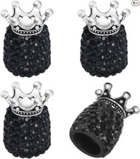 Car Tire Valve Stem Caps Bling Crown Sparkling Handmade Crystal Crown Black