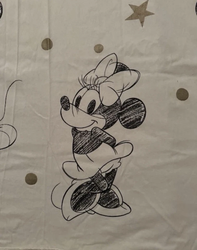 Cortina de Ducha Disney Mickey Minnie Mouse Boceto Negro Blanco Dorado 72 x 64 Foto 3 de 4