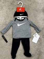 3 Piece Nike Outfit - Baby Boys Size 0-3 Months - Long Sleeve Shirt, Pants, Hat