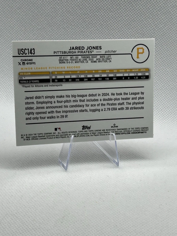 Jared Jones 2024 Topps Chrome Update Magenta Lava Lamp Refractor RC /299 - Image 3 of 3