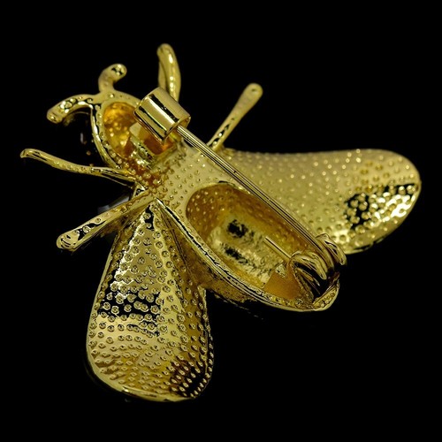 39x29 MM. NATURAL WHITE PEARL ROUND & CRYSTAL ROUND STAINLESS STEEL BEE BROOCH - 第 2/8 張圖片