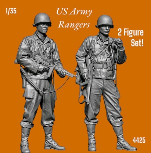 1/35 Resin Figure US Rangers w Thompsons (2 Full Figs) Scouting Model Kit 4425 - Picture 6 of 8