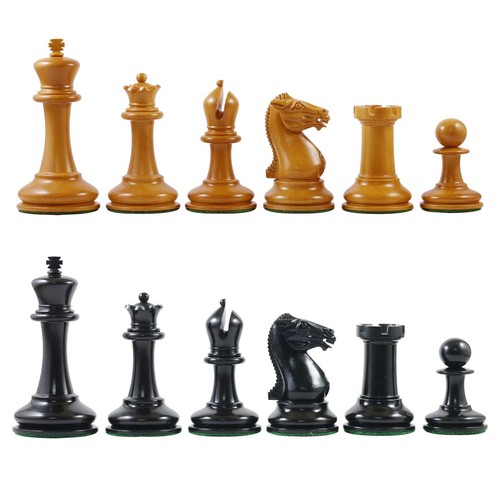 Walter Grimshaw 1854 Circa Reproduction 3.25” Staunton Antiqued Boxwood Chessmen - Picture 11 of 12