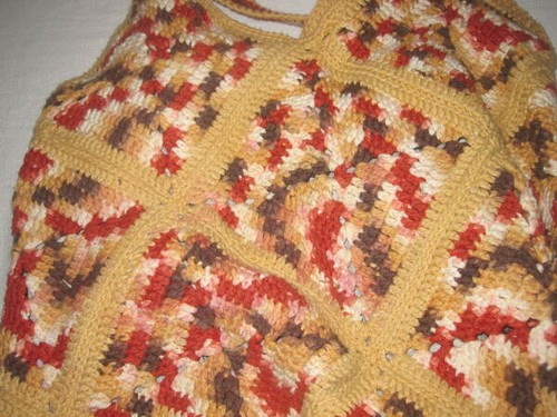Autentica borsa da notte boho all'uncinetto lavorata a maglia oro XL tote ottime condizioni - Foto 2 di 10