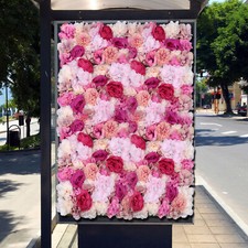 Flower Wall Panel Floral Backdrop - Flower Wall Decor, 23.6 15.7" Silk Rose Wall