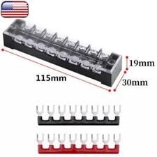 1Set=600V 25A 8P Double Row Wire Barrier Terminal Block With 2 Connector Strips
