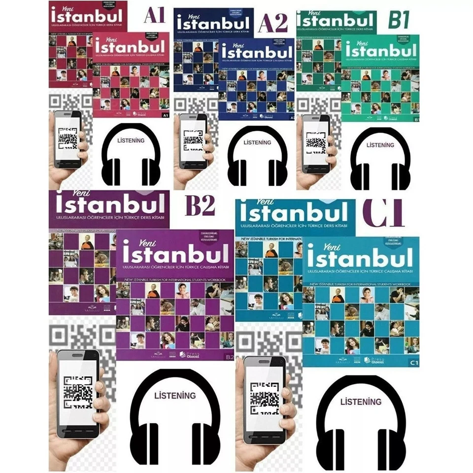 NEW ISTANBUL Easy Turkish Book For Foreigners A1 A2 B1 B2 C1 Levels QR Code SET - Image 2 of 4