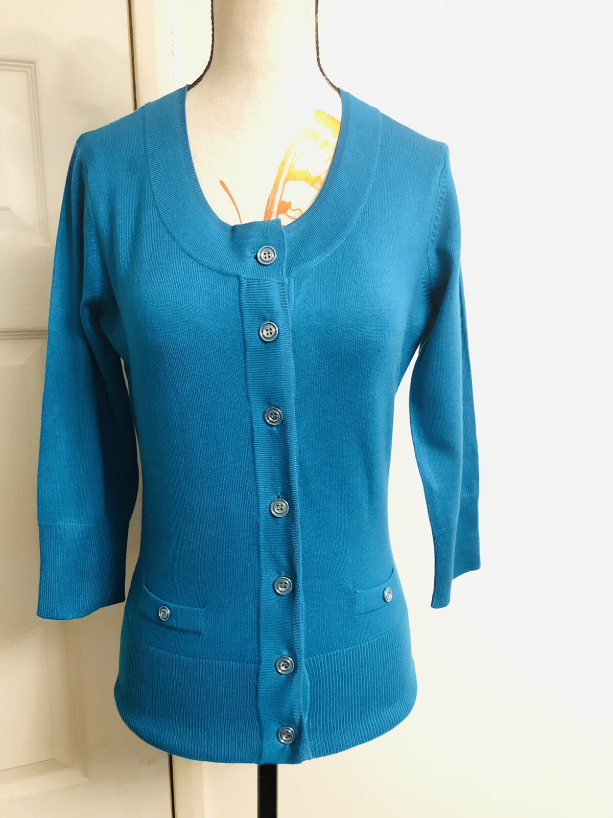 De Lisi Petite Teal Cardigan Size 