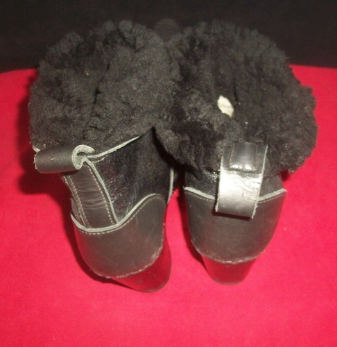 No. 6 Store Sven Clogs Black Leather Shearling Lined Pull-On Clog Boots 6M $410 - Picture 6 of 10