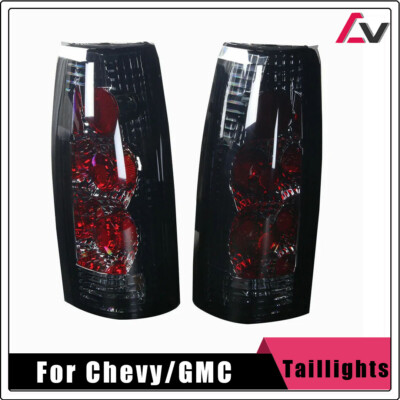 Pair Tail Lights for 1988-1998 Chevy GMC C/K 1500 2500 Black Smoke Brake Lamps