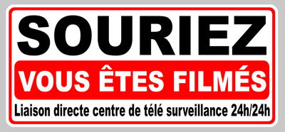 VIDEOÜBERWACHUNG LÄCHELN SIE SIND FILME 40cmX19cm AUFKLEBER STICKER SA134