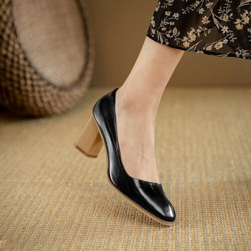 Mode cuadrado de salón sandalias, zapatos bloque señora tacón alto charol  óptica | eBay