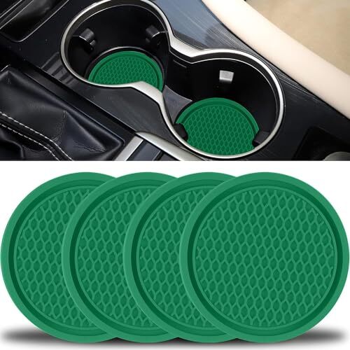 Car Cup Coaster, 4PCS Universal Non-Slip Cup Holders Embedded in Green - Picture 1 of 6