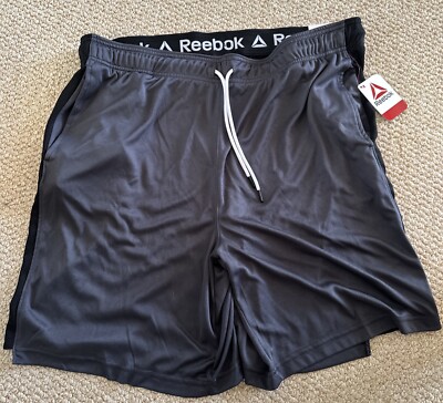 Reebok Mens Slim 9'' Black Knit Training Shorts Athletic Pants Size 2XL Brand New