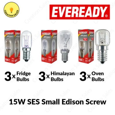EVEREADY 3 X Himalayan Salt Lamp Bulb E14 Screw 15W Fridge Appliance Oven Light Pygmy SES