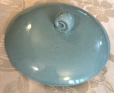 California Modern Santa Anita Ware Blue Aqua Brown Speckle 7 3/4" Lid