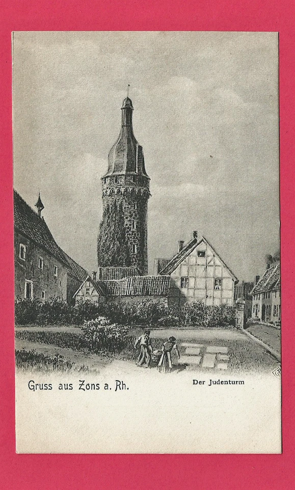 Zons a. Rhein, Feldstraße mit Judenturm - ungel. 1903 - Bild 1 von 1