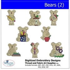 Embroidery Design Set- Bears(2) - 8  Designs - 9 Formats - USB Stick