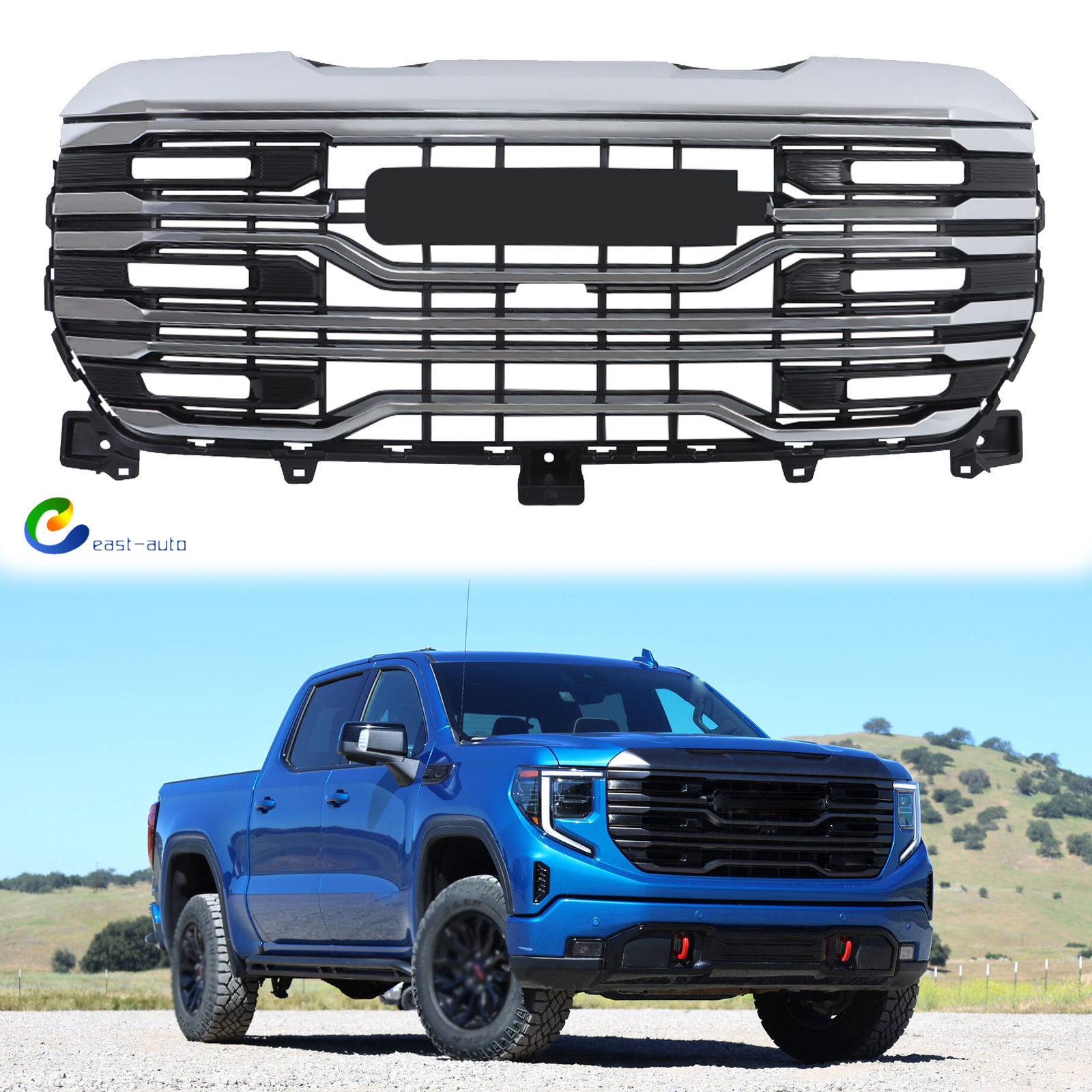 Front Grille Assembly For 2022-2024 GMC Sierra 1500 AT4/AT4X 84878064 Chrome