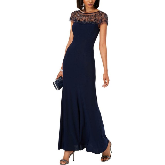 navy black tie dress