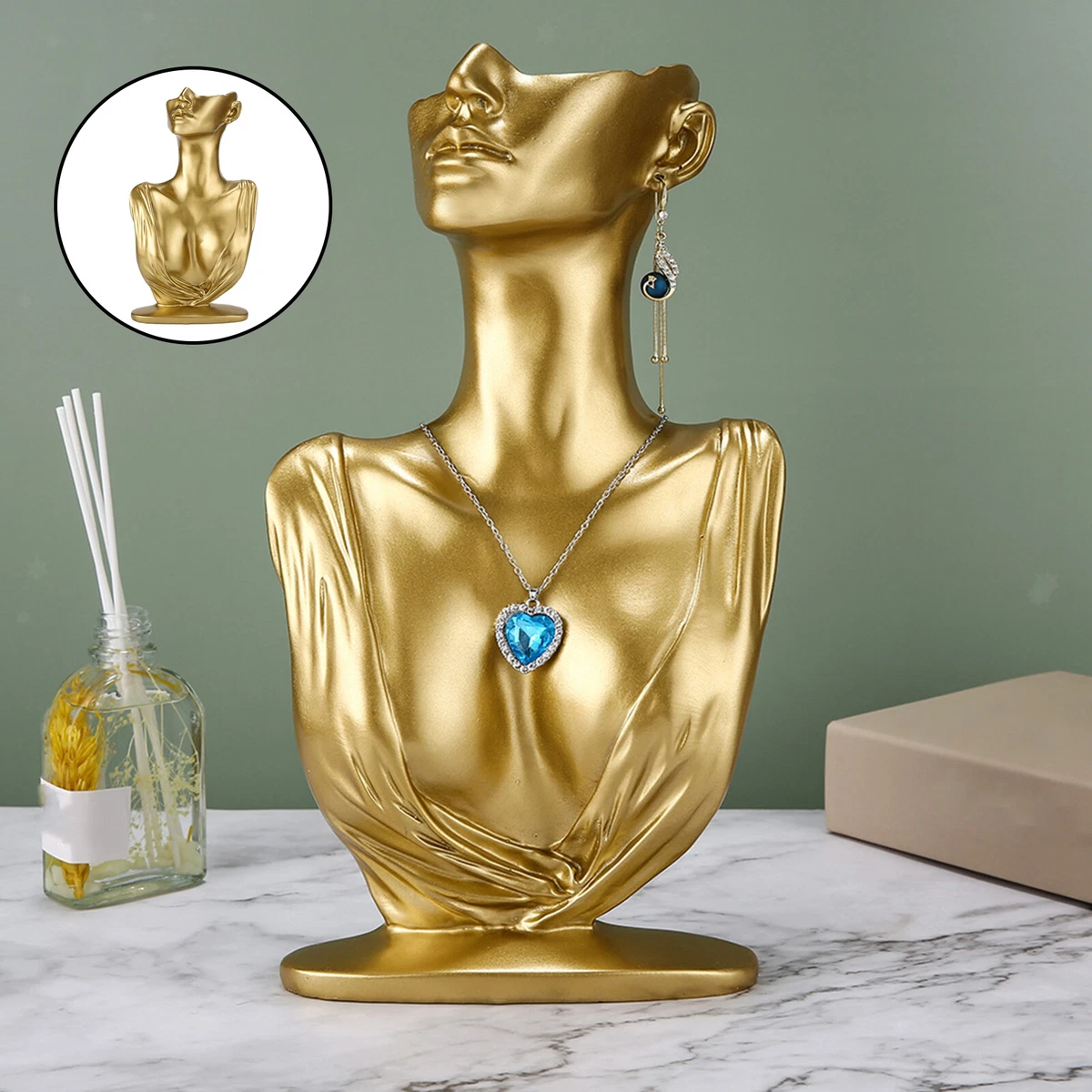 Jewelry Display Stand Mannequin Model Holder Organizer for Shop Shows Golden