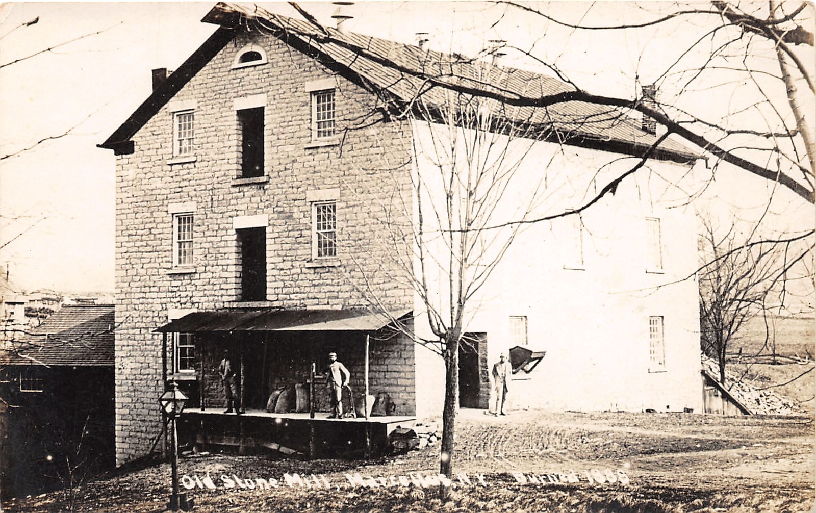 J48/ Marcellus New York RPPC Postcard c1910 Old Stone Mill Occupational