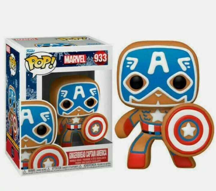 MARVEL HOLIDAY GINGERBREAD CAPTAIN AMERICA 3.75 POP VINYL FIGURE 933 FUNKO new