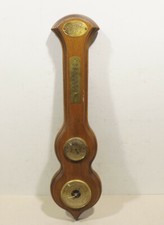 WS Wandwetterstation Holz/Messing Barometer Hygrometter Bastler/Sammler