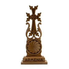Light brown Wooden "KHACHKAR" Cross for Desk best Armenian gift souvenir