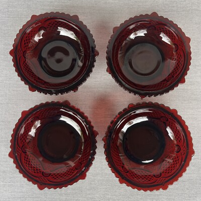 Vintage 1876 Avon Cape Cod Cranberry Ruby Red Glass Dessert Bowls 5 ...