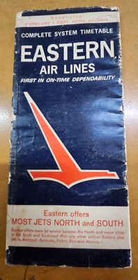 Brochure Eastern Airlines Timetable Year 1963 Size 9'' x 4'' 62 Pages