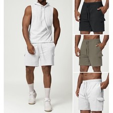 Men Casual Cotton Shorts Basketball Sport Gym Fitness Cargo Pants w/Multi Pocket
