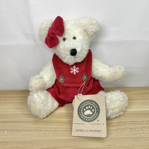 Boyds Bear Juliella T Frostfire Red Overalls Winter Snowflake Teddy 8" #83002 - Picture 3 of 6