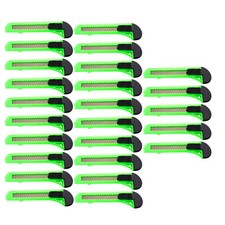 25 BULK Box Cutter Utility Knife Retractable Snap off Razor Blade NEON GREEN