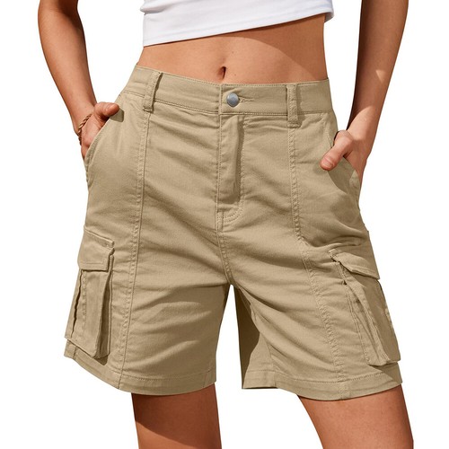 Pantalones Cortos de Carga de Verano para Mujer Pantalones de Trabajo Informales Jogger Chino Sólidos - Imagen 18 de 23