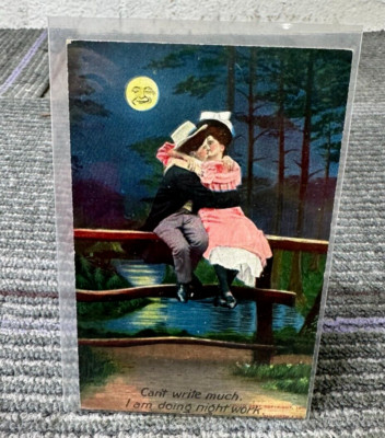 Postcard 1908 Humorous ''Can't Write Much, I am Doing Night Work'' Vintage Antique