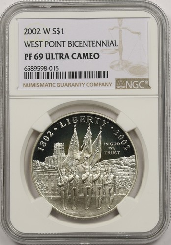 2002-W West Point Bicentennial $1 NGC PF69UCM Silver Modern Commemorative Dollar