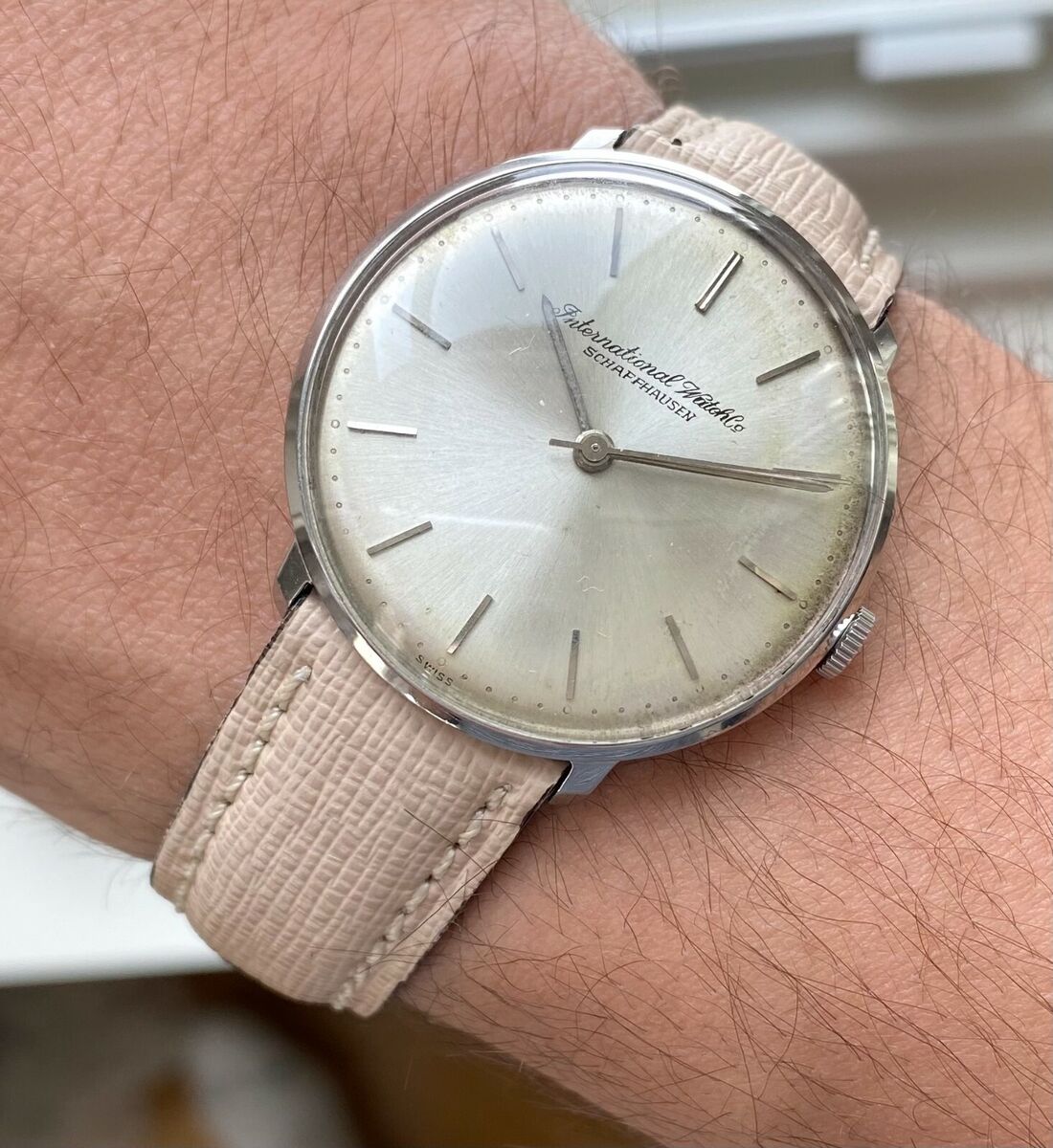 Vintage IWC Manual Wind Silver Sunburst Dial Steel Case 60s Vintage IWC Manual Wind Silver Sunburst Dial Steel Case 60s