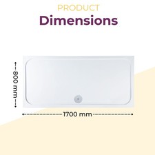 Anti-Slip Shower Tray Slim 40mm Low Profile Stone Resin White Rectangular Square