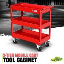 3-Layer Rolling AV Media Cart Tool Trolley With Casters Home Office 330lbs. Red