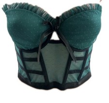 Victoria's Secret Dream Angels 34C Corset Bra Green Black Mesh MSRP 84.95 NWT