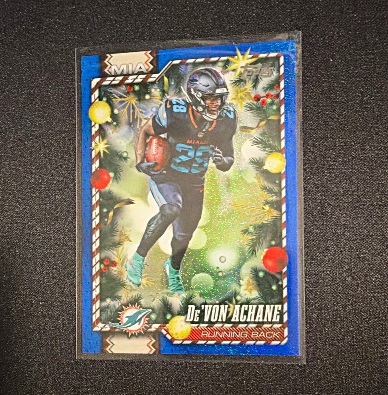 Topps Holiday 2026 De'Von Achane Blue sparkle Miami Dolphins Card #63