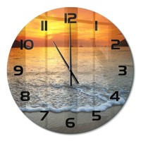 Design-Wanduhr Aus GehäRtetem Glas Sonnenuntergang Meer Schwarze Zeiger Fi60 Cm